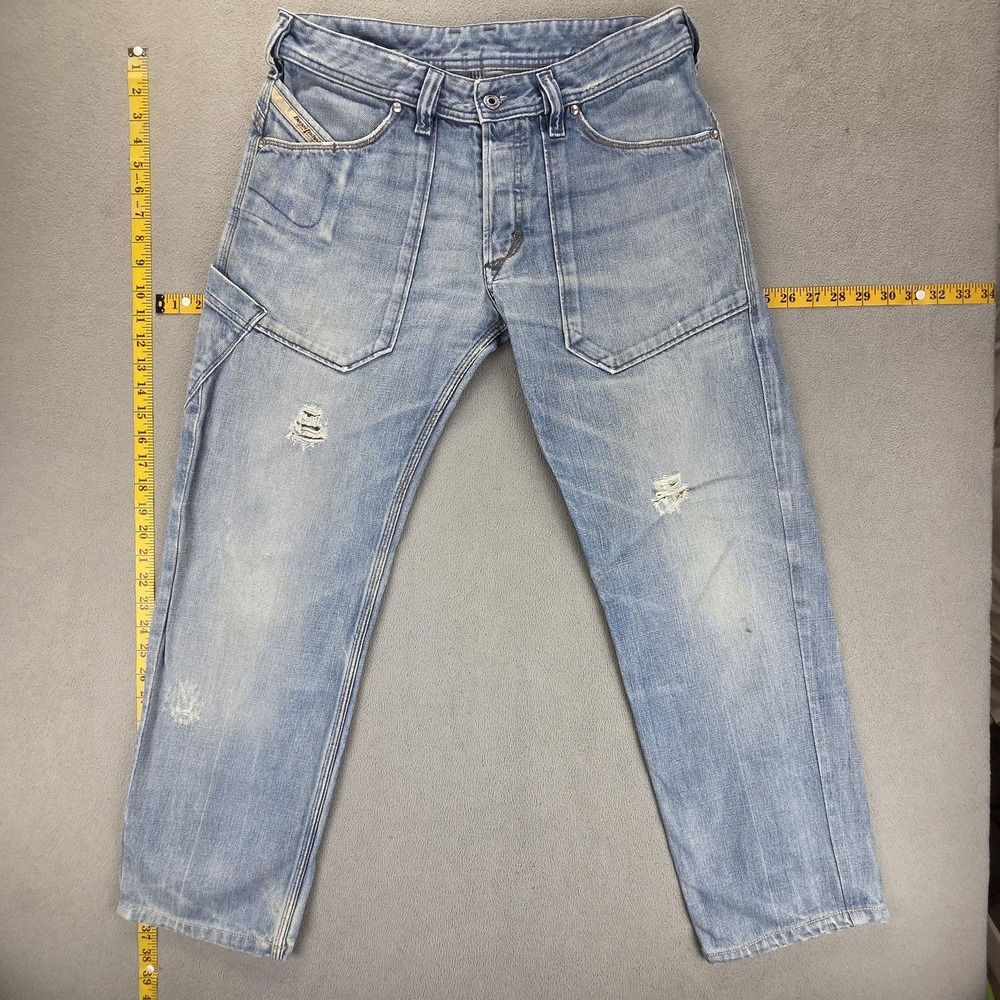 VTG Diesel Jeans Mens 30x34 Blue Kevor Altered Hem Light Wash Tapered 00772ā